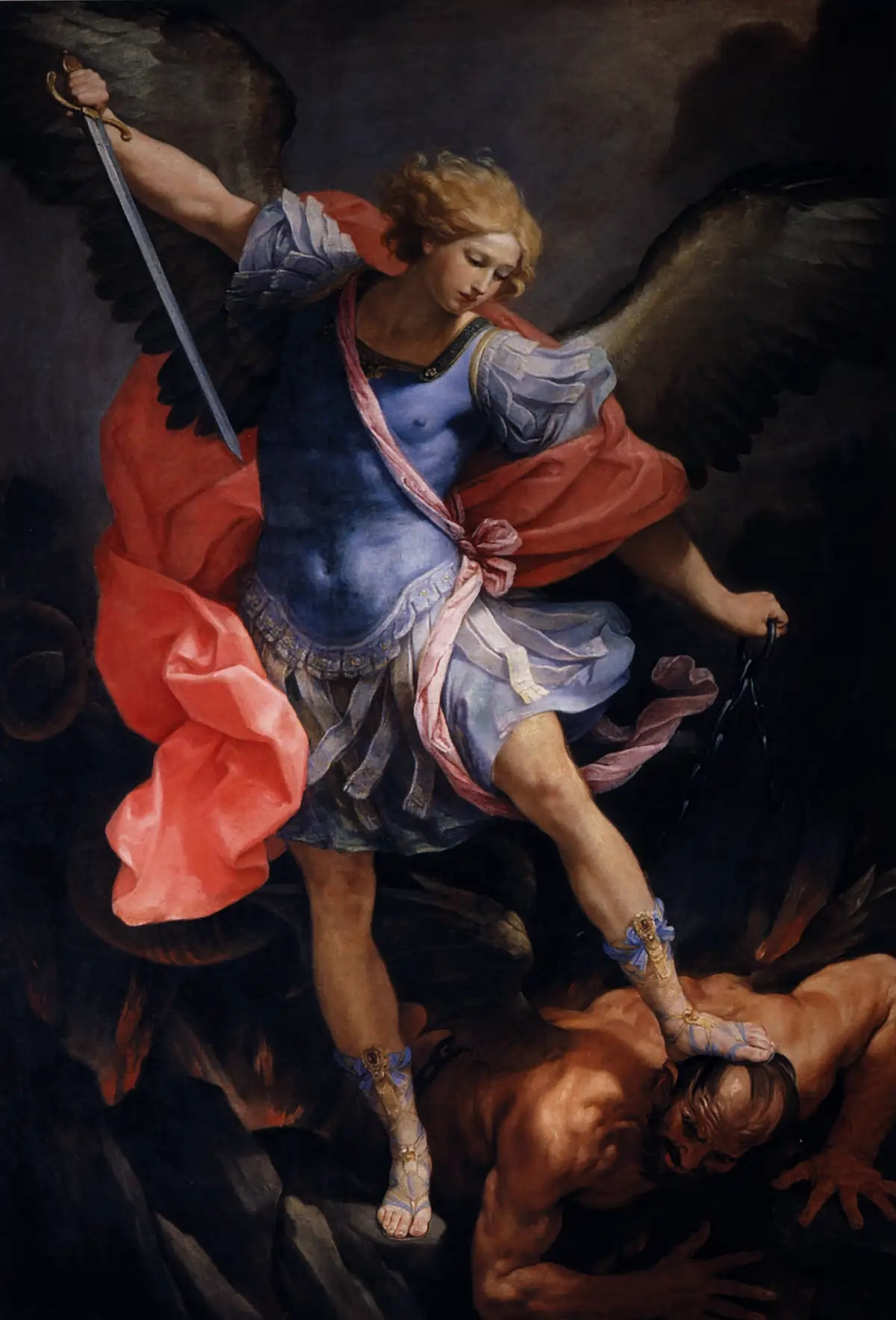Michael Defeats Satan A Painting titled Michael Defeats Satan by Guido Reni